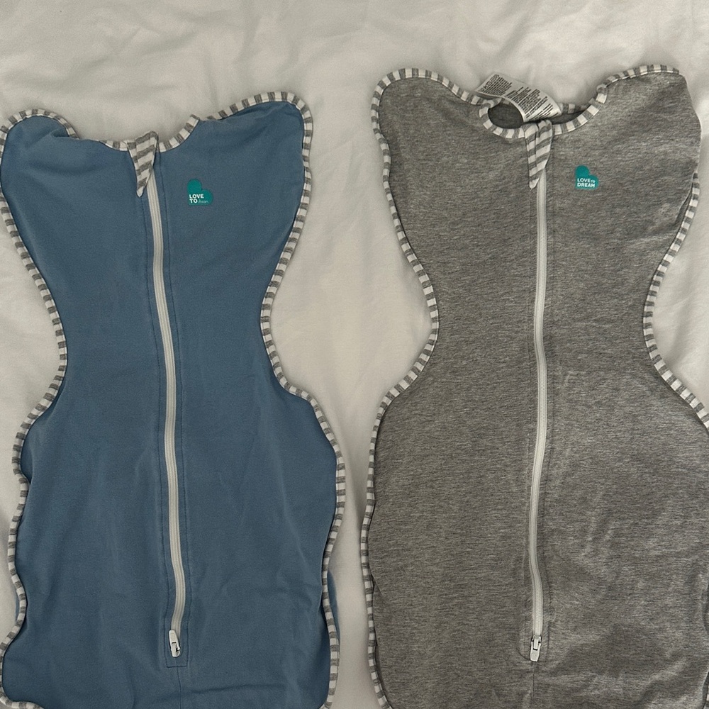 Love to Dream Swaddle Set in Blue and Gray